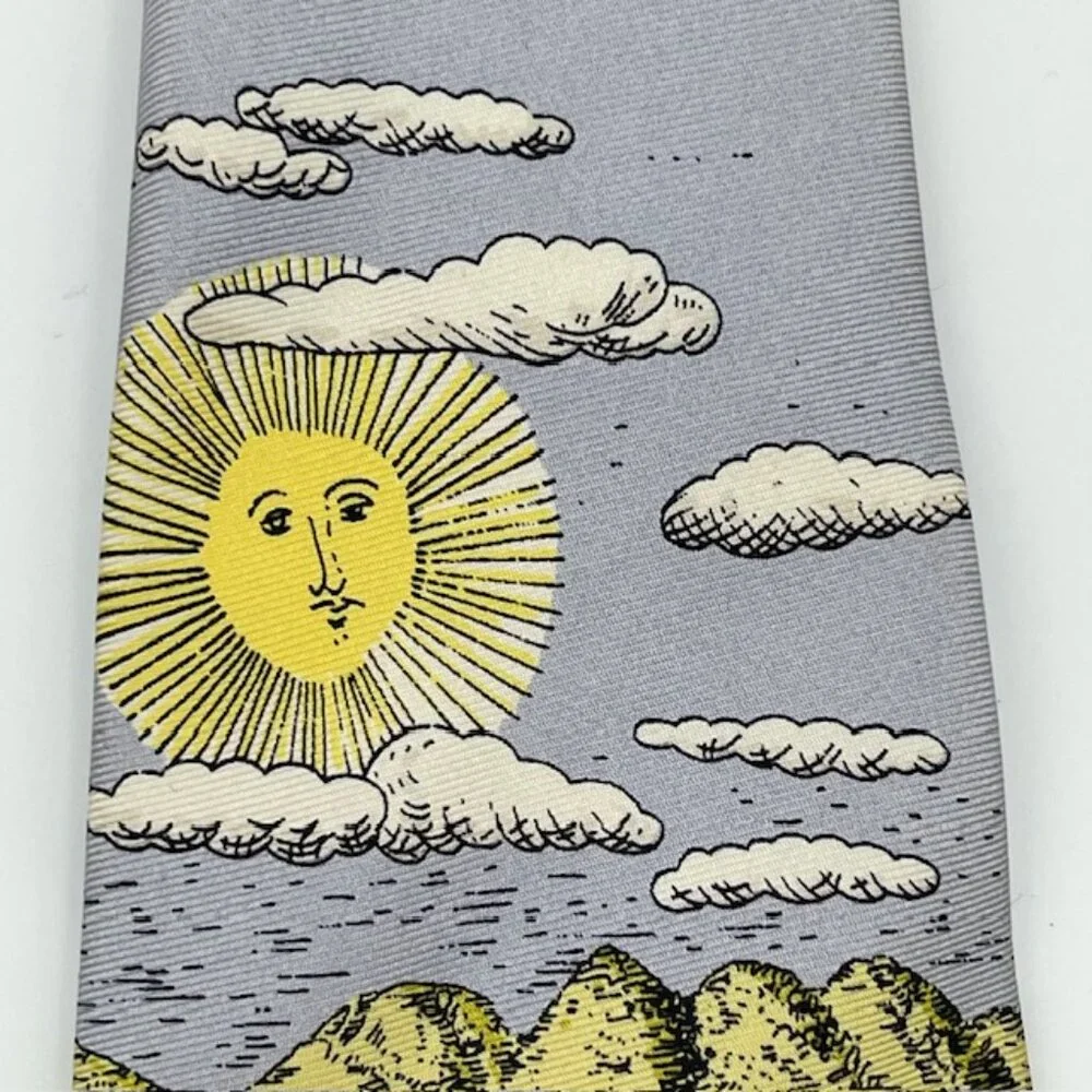 Fornasetti Milano 'Sole Al Mare' 100% Silk Italy Surreal Fish Coral Art RARE